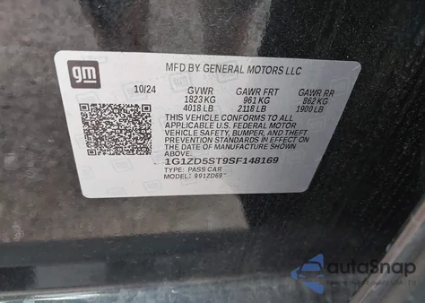 2025 Chevrolet Malibu Fwd 1Lt z USA, uszkodzony, nr VIN 1G1ZD5ST9SF148169